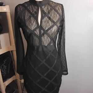 Fashion Nova Black and Tan Bodycon Mini Dress